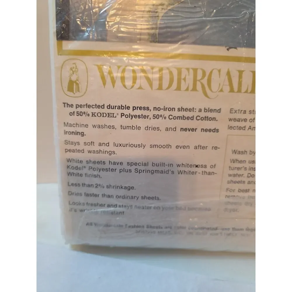 Wondercale Twin Flat No Iron Percale Made In USA Blue Roses Floral